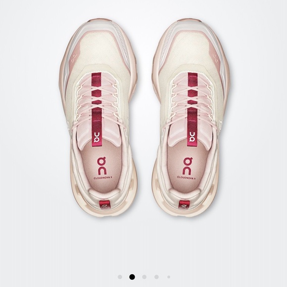 On Running Shoes - On Running Women's Athletic Shoes - Cream and Red